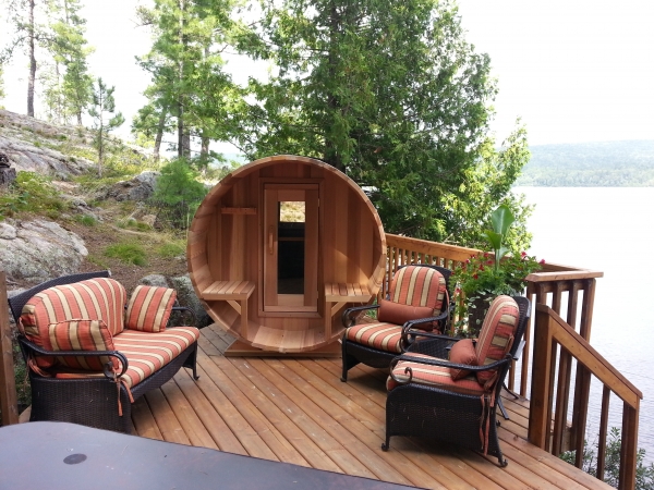 Clear Red Cedar Barrel Sauna 6x8 - Image 2