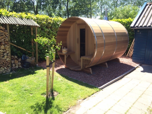 Clear Red Cedar Barrel Sauna 7x7 - Image 6