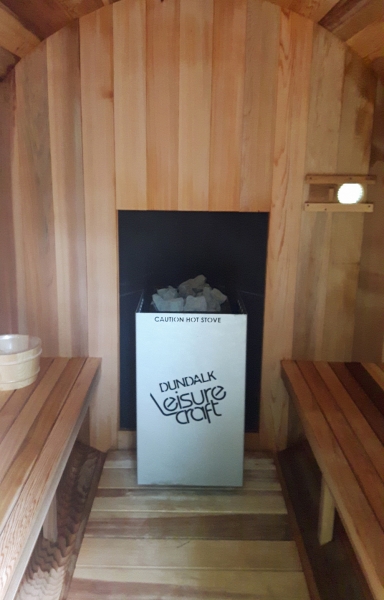 Clear Red Cedar Barrel Sauna 7x7 - Image 5