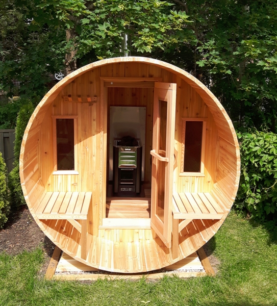 Knotty Red Cedar Barrel Sauna 7x6 - Image 2